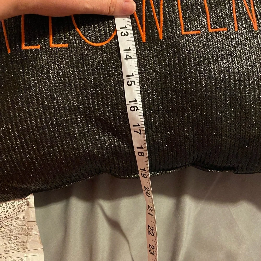 Rae Dunn Halloween Pillow - Black with Orange Text